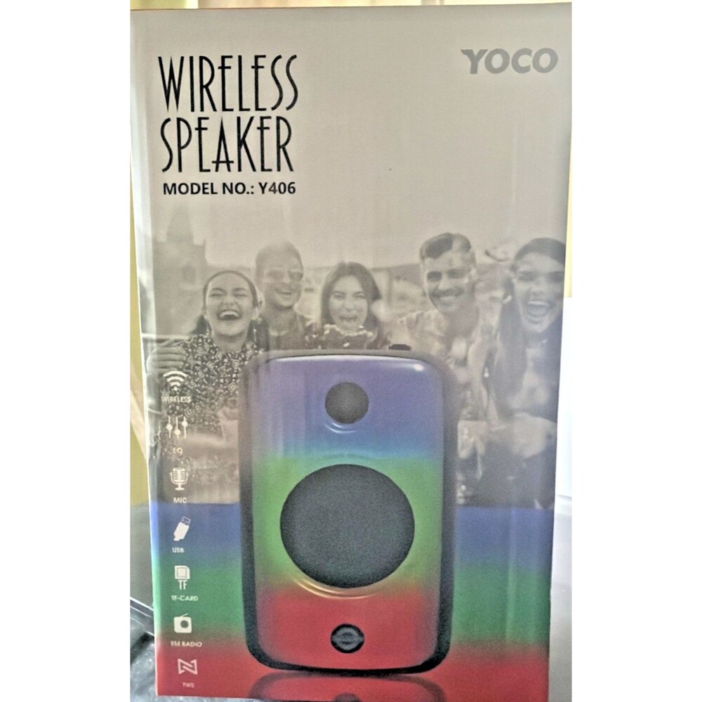 Yoco Wireless Speaker Y406 with 4" Speakers, 10W Output, EQ, FM, RGB Lights